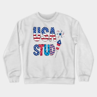 Usa Stud 4th Of July Fire Works Crewneck Sweatshirt